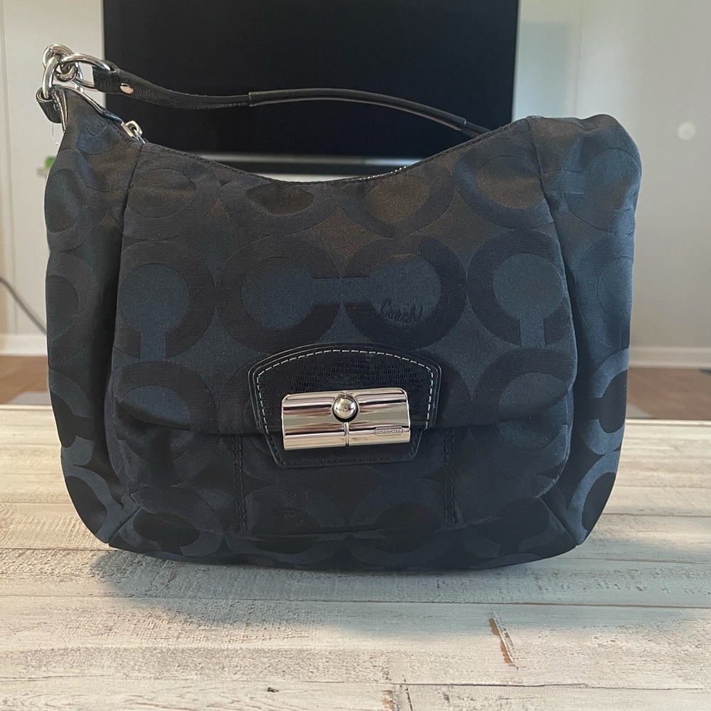 Coach Kristin Signature Black Hobo Bag